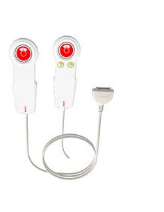 Mini manipulateur étanche sans voyant de rétro-éclairage , 1 bouton rouge avec symbole infirmière + 1 câble de 2,50 m avec prise 2