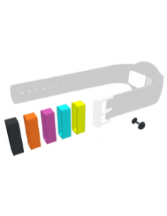 Kit de 4 bagues couleurs + clip de verrouillage pour bracelet médaillon d'appel.  2